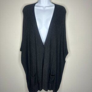 Eileen Fisher Gray Oversized Button Down Dolman Sweater Poncho Lagenlook - Sz S